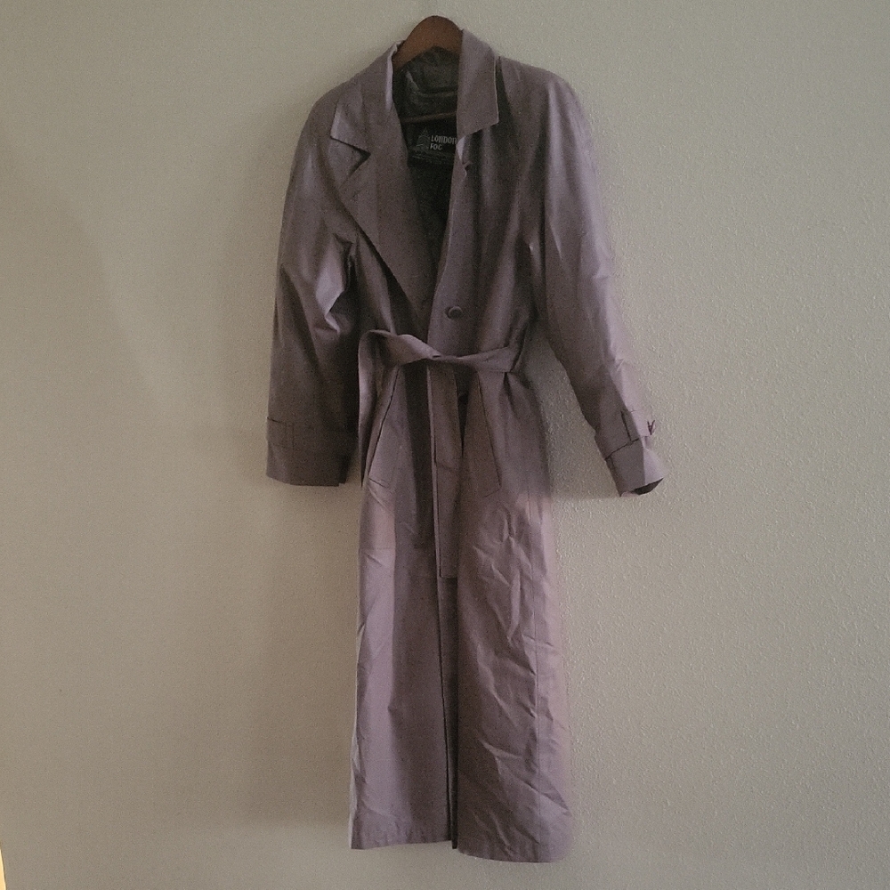 Vintage Tan London Fog Trench Coat Combed Cotton Wool Scarf